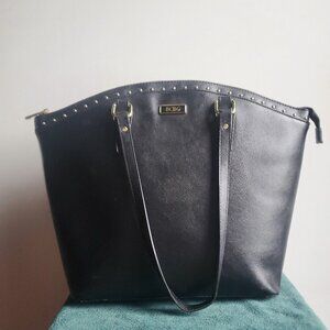 Black leather BCBG tote bag